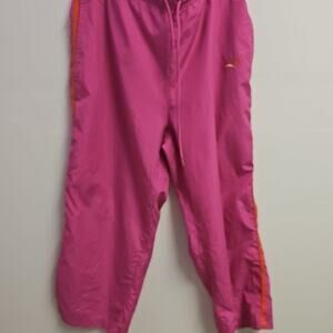 Reebok Fuchsia Women's Capri Activewear Pants With Pockets Orange Stripe Size XL